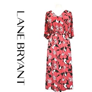 22/24 Lane Bryant Printed Knit Flutter Sleeve Midi Dress